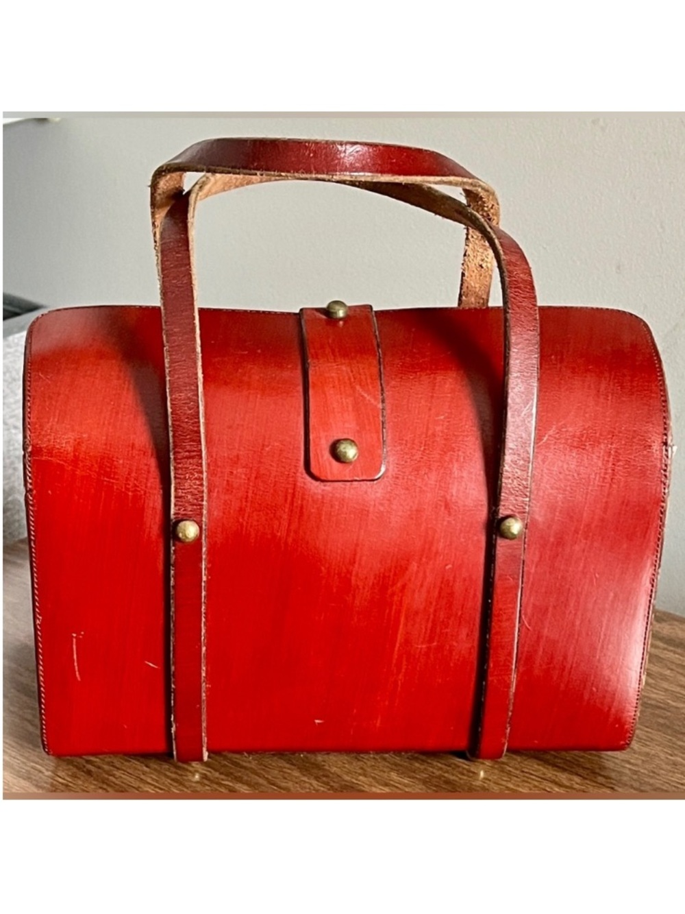 Vintage 50s Etienne Aigner ‘Antic Red’ Leather Turnlock Satchel w/ Original Tags - Picture 3 of 13
